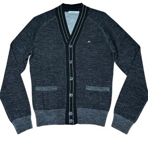 J. Lindeberg Men's Sz S Gray Cardigan Sweater Merino wool